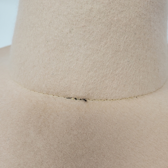 NWT BEIGE 100% WOOL FEDORA HAT WOMEN OS BOHO FESTIVAL WIDE BRIM - Picture 5 of 12